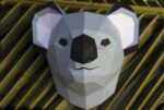 Papercraft koala head in 3D origami