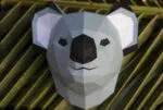Papercraft koalakop aan de muur in 3D origami, weergave 9