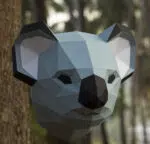 Papercraft koalakop aan de muur in 3D origami, weergave 8