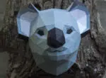 Papercraft koala head in 3D origami
