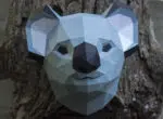 Papercraft koalakop aan de muur in 3D origami, 3D-model