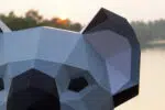 Papercraft koalakop aan de muur in 3D origami, weergave 5