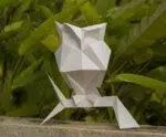 Uil in papercraft 3D met hoed - decoratieve sculptuur, weergave 6