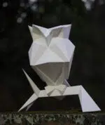 Uil in papercraft 3D met hoed - decoratieve sculptuur, 3D-model