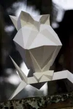 Uil in papercraft 3D met hoed - decoratieve sculptuur, weergave 4