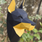 Papercraft tête de doberman murale en origami 3D
