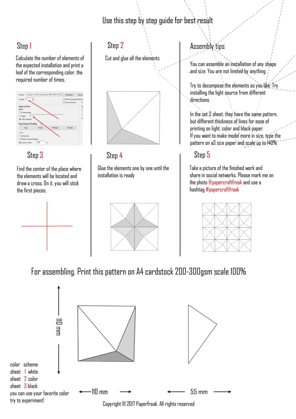 Papercraft de instalación: pirámide en origami