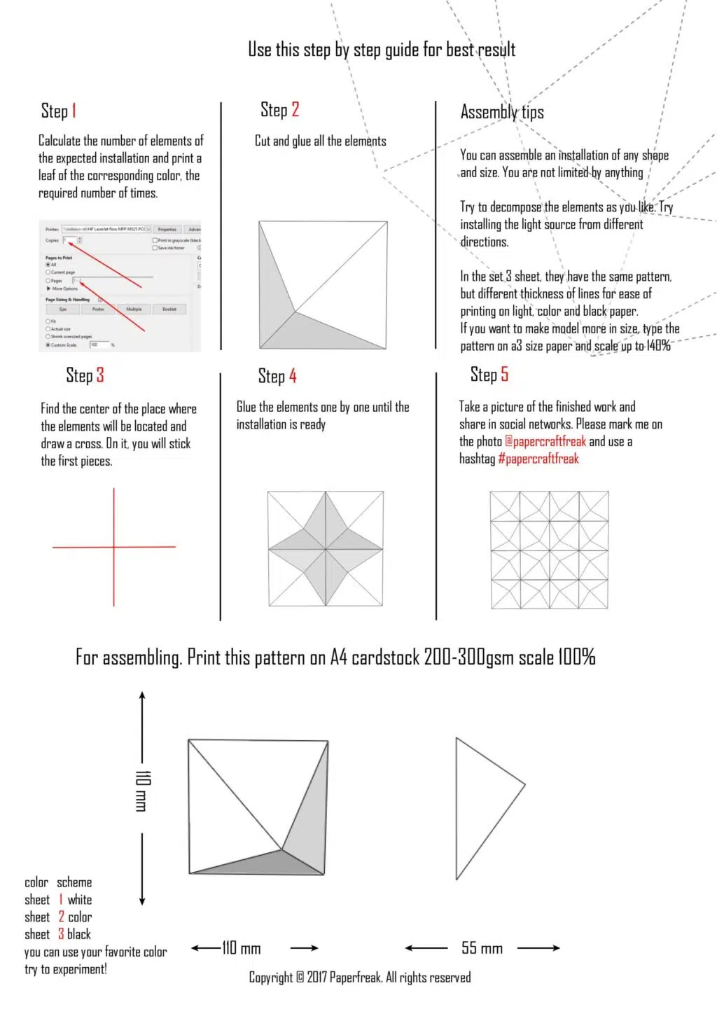 Papercraft di installazione piramide in origami