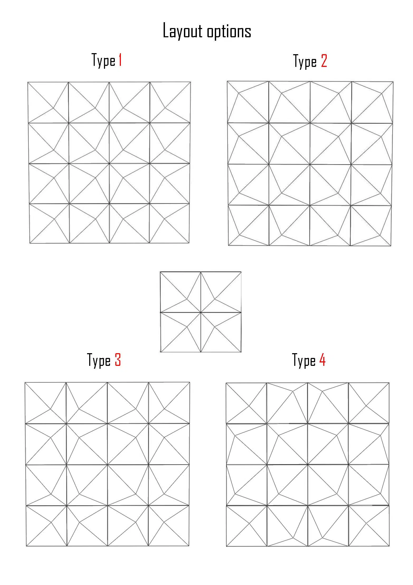 Papercraft di installazione piramide in origami, vista posteriore