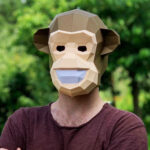 Papercraft de masque de singe en origami 3D