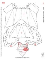 Papercraft de tête de raton laveur en origami 3D