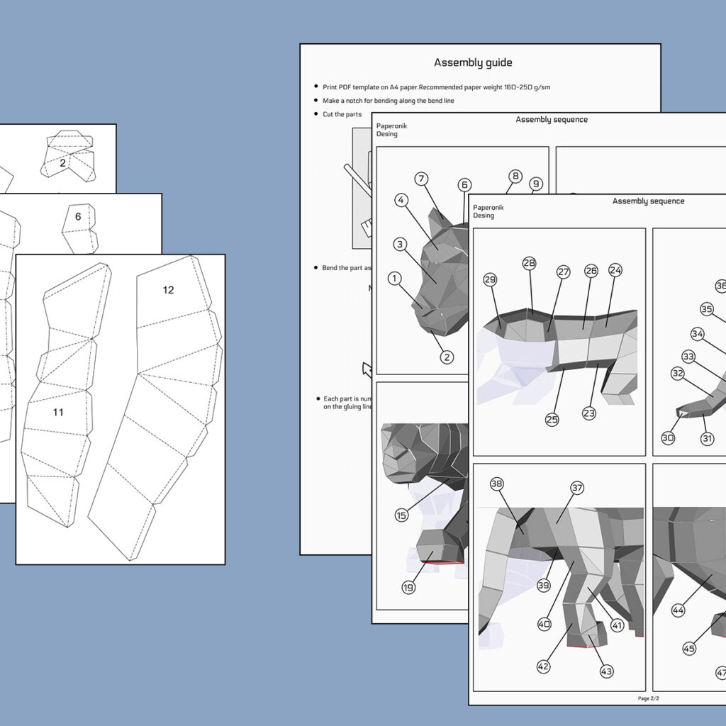Papercraft panther in 3D origami
