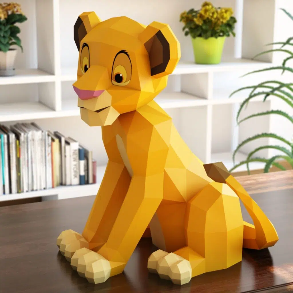 Papercraft of Simba from The Lion King in 3D origami