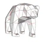 Papercraft urso em movimento em origami 3D