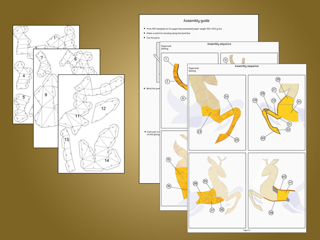 Papercraft de decoración mural de ciervo en origami PDF