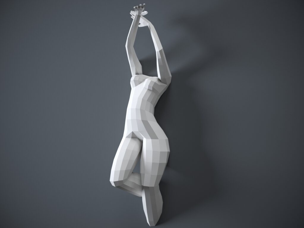 Papercraft de cuerpo de mujer mural en origami 3D