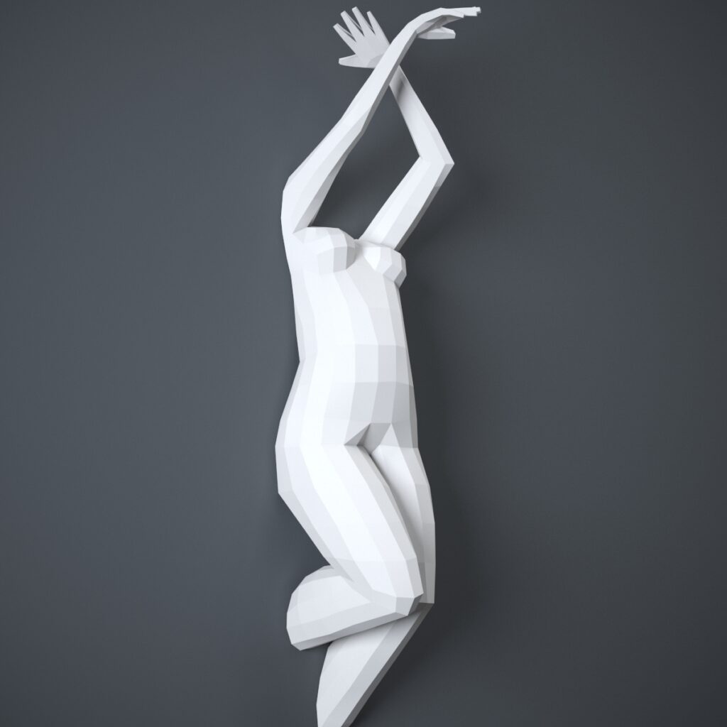 Papercraft de corps de femme murale en origami 3D