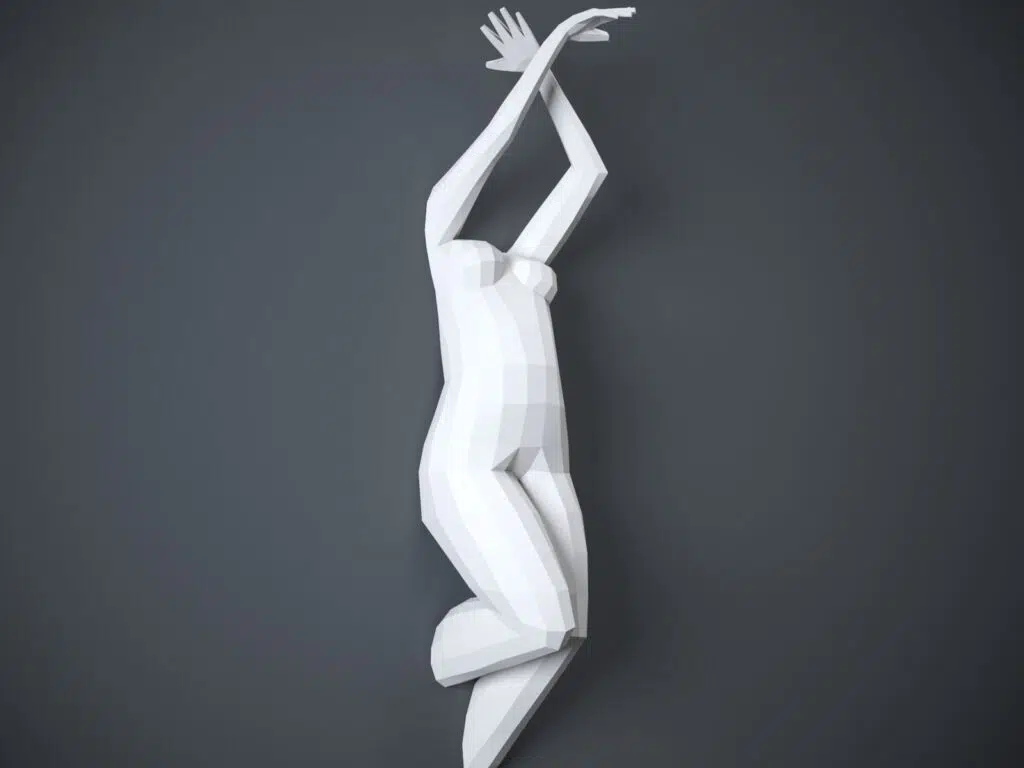 3D Origami Wall Papercraft Female Body, detail