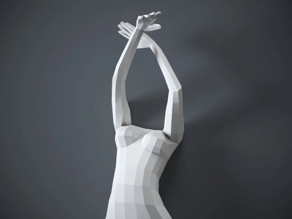 3D Origami Wall Papercraft Female Body, 3D model