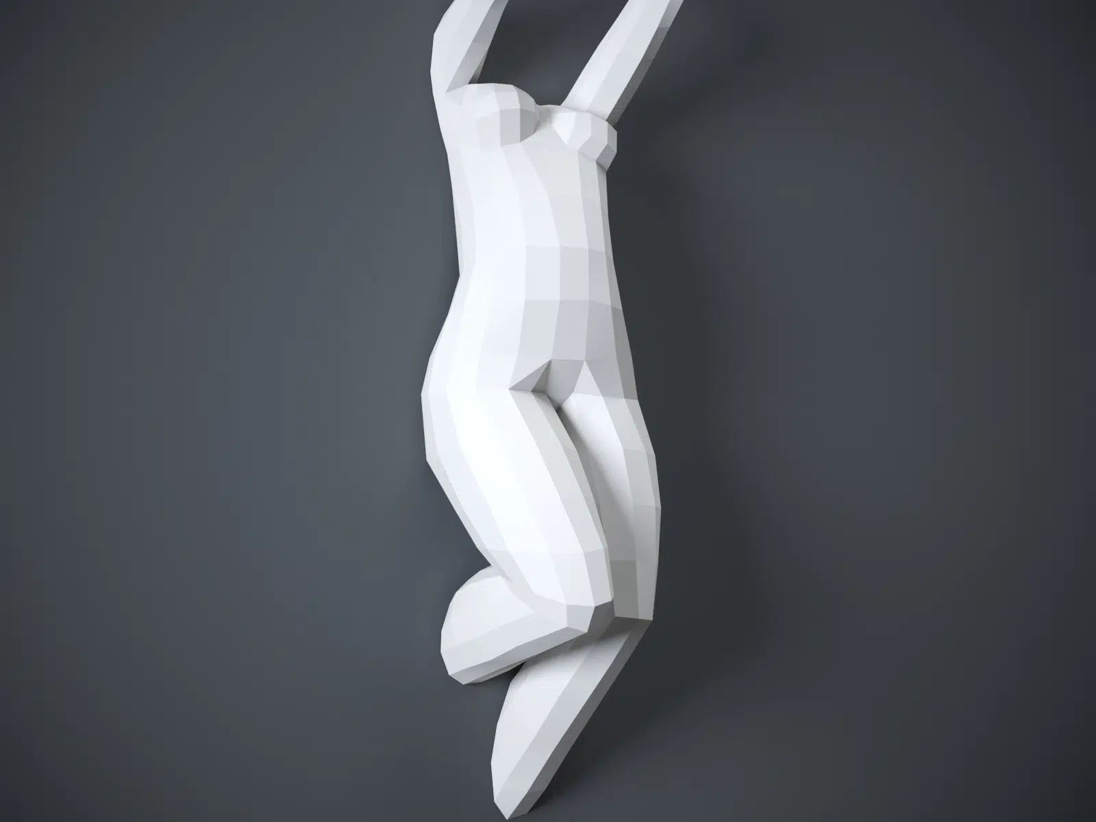 3D Origami Wall Papercraft Female Body, back view