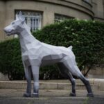 Papercraft of Doberman in 3D origami