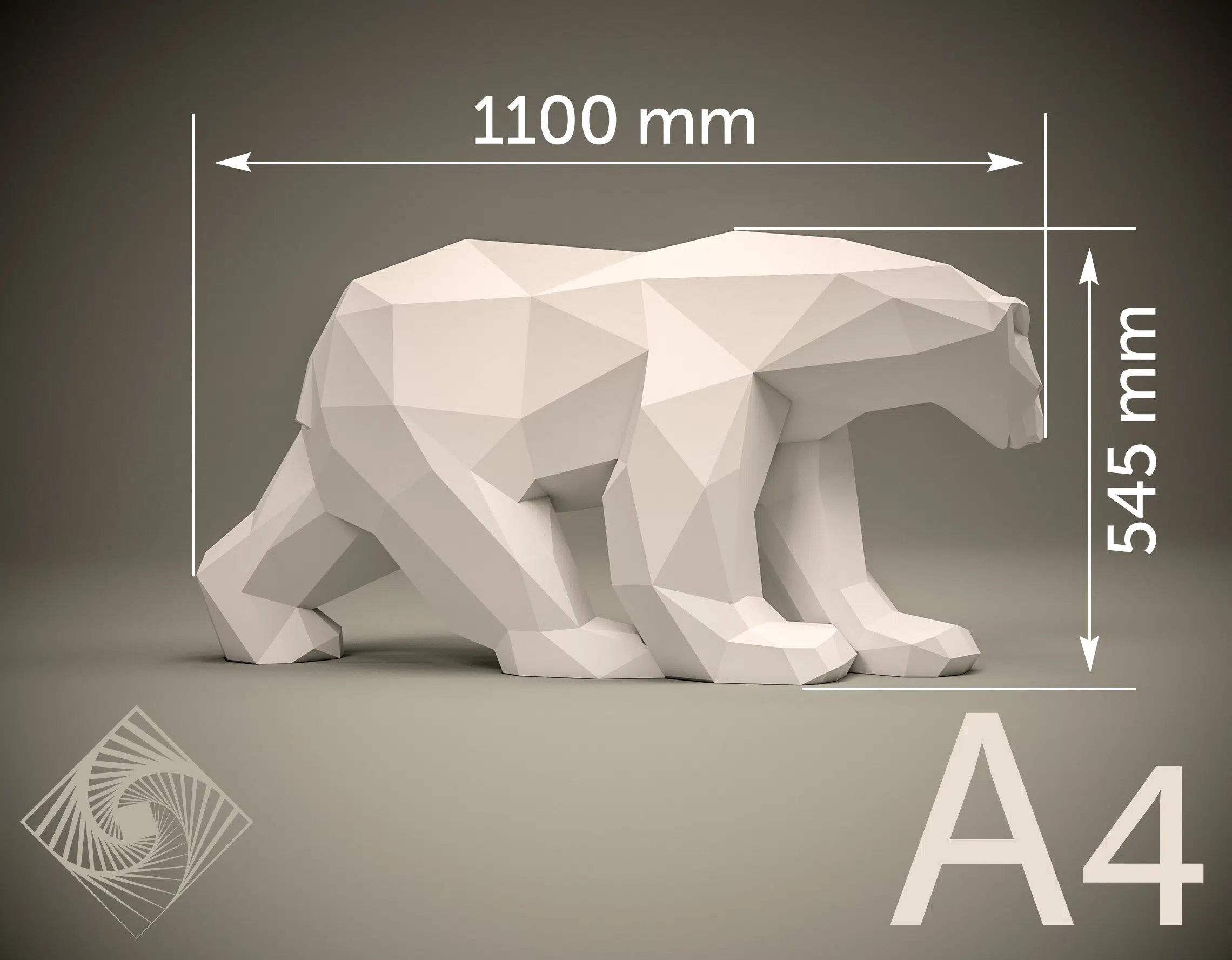 3D Origami IJsbeer Papercraft, weergave 9