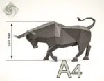 Stier die aanvalt in papercraft 3D, weergave 7