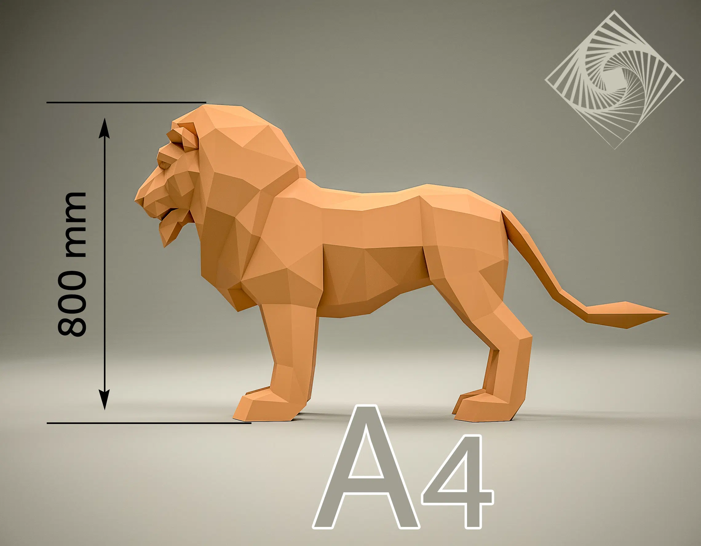 Origami 3D leeuw, weergave 7