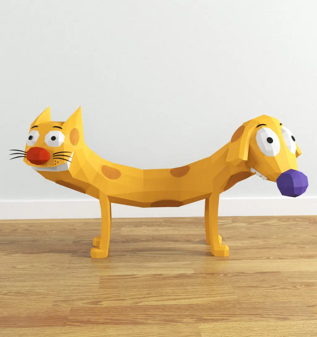 3D Origami Dog and Cat Papercraft, view 2