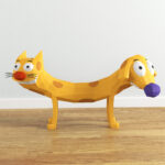 Papercraft of dog and cat in 3D origami