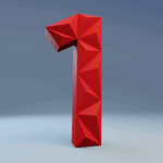 Papercraft number one in 3D origami