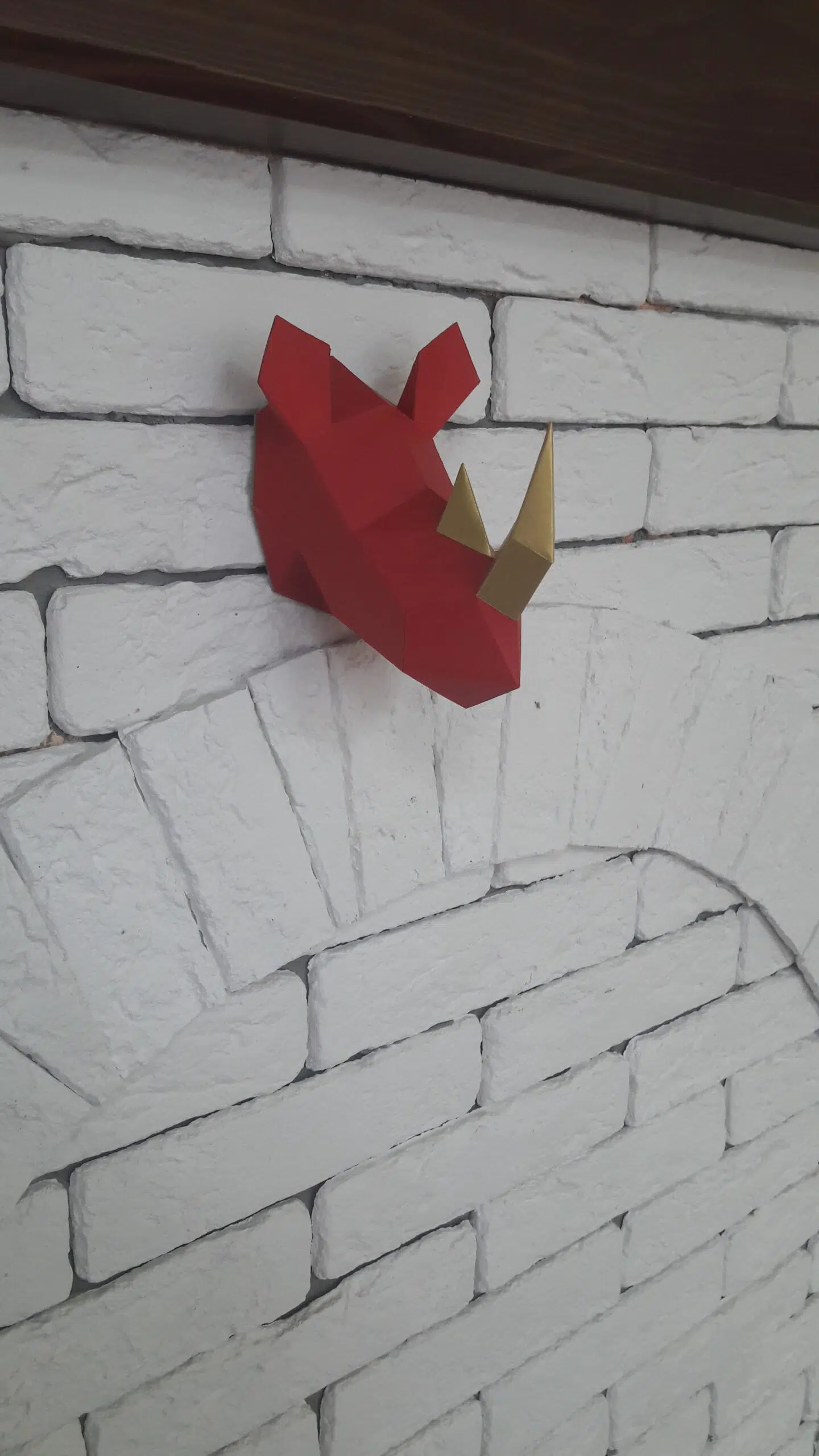 Klein neushoorntrofee in papercraft 3D - kindermodel, weergave 8