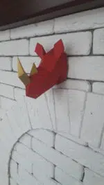 Klein neushoorntrofee in papercraft 3D - kindermodel, weergave 9