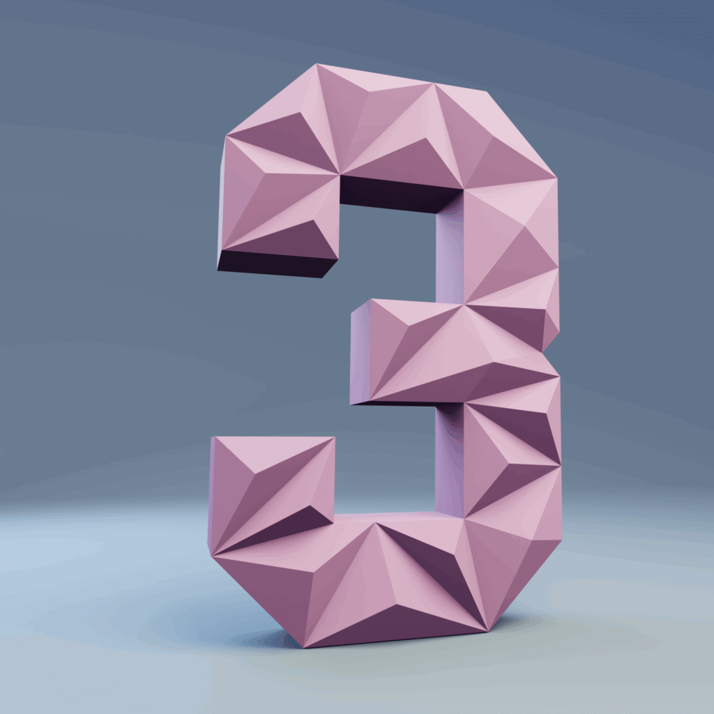 Numero 3 in papercraft 3D – modello PDF da stampare per decorazioni di compleanno o eventi festivi