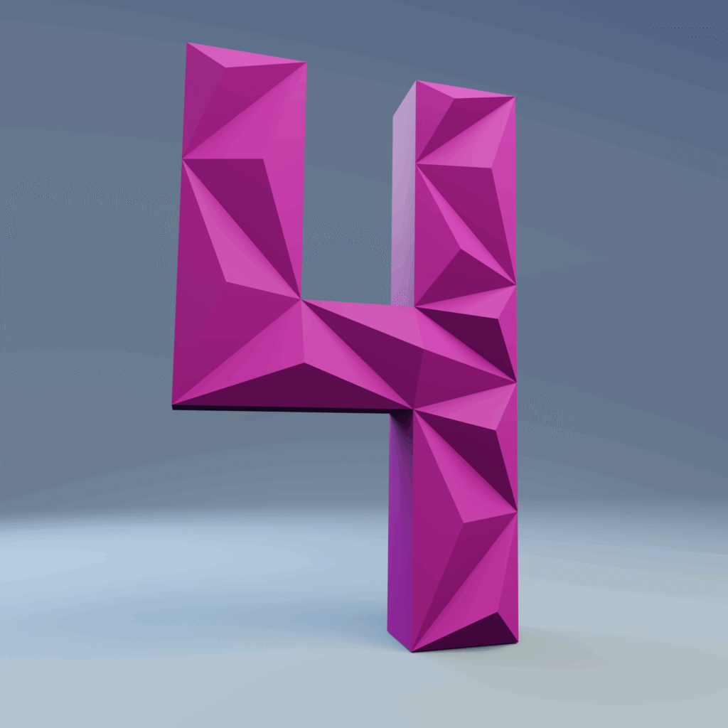 3D Papercraft Number 4 – PDF Template for Birthday Decor, DIY & Festive Events