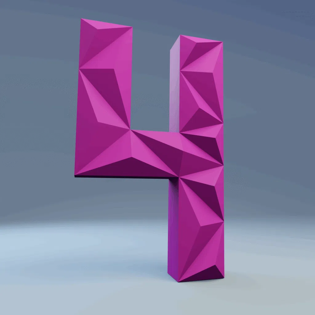 Chiffre 4 en papercraft 3D - modèle PDF pour anniversaire, déco DIY et événements festifs