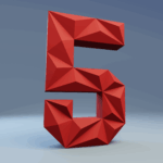 Chiffre 5 en papercraft 3D – modèle PDF à imprimer pour anniversaire et décoration