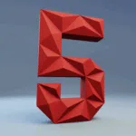 Papercraft chiffre 5 noir en origami 3D