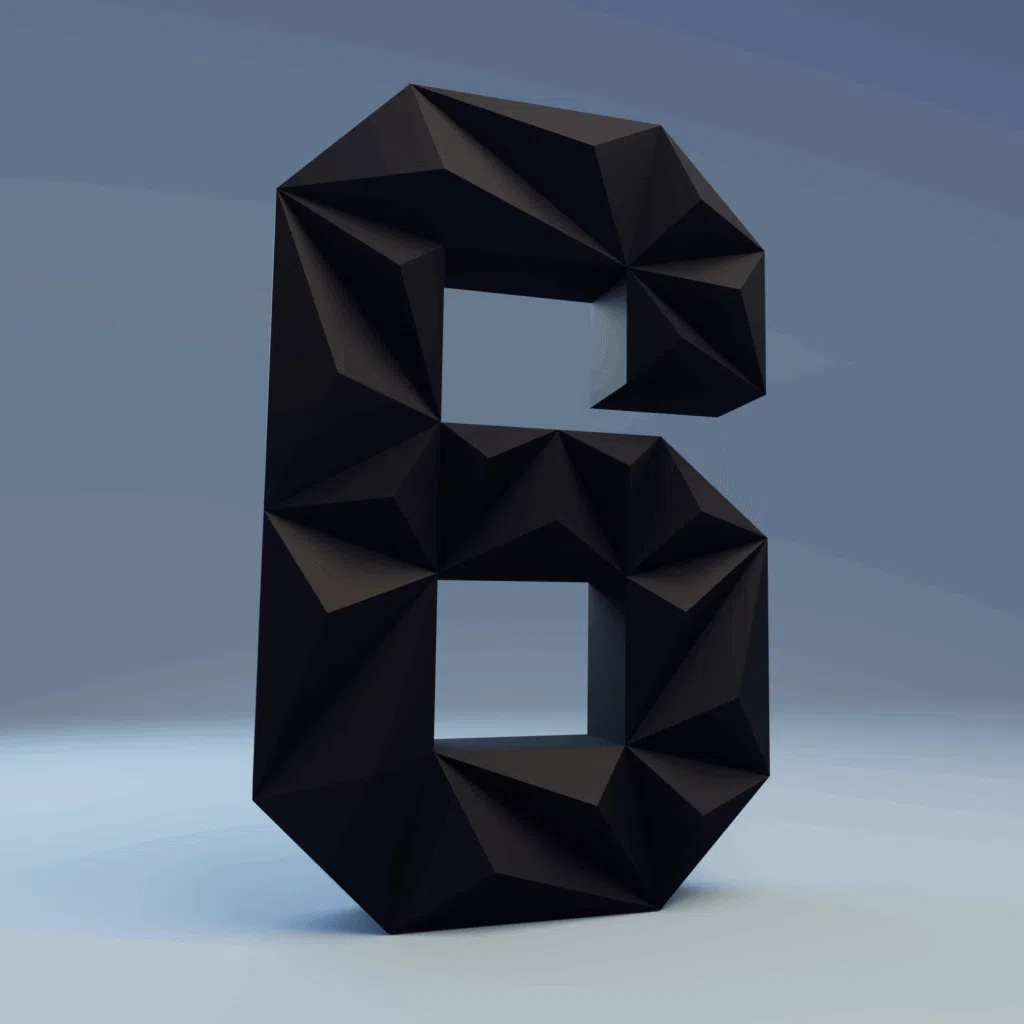 Schwarze Zahl 6 als 3D-Papercraft – PDF-Modell für Geburtstag und Dekoration