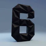 Papercraft chiffre 6 noir en origami 3D