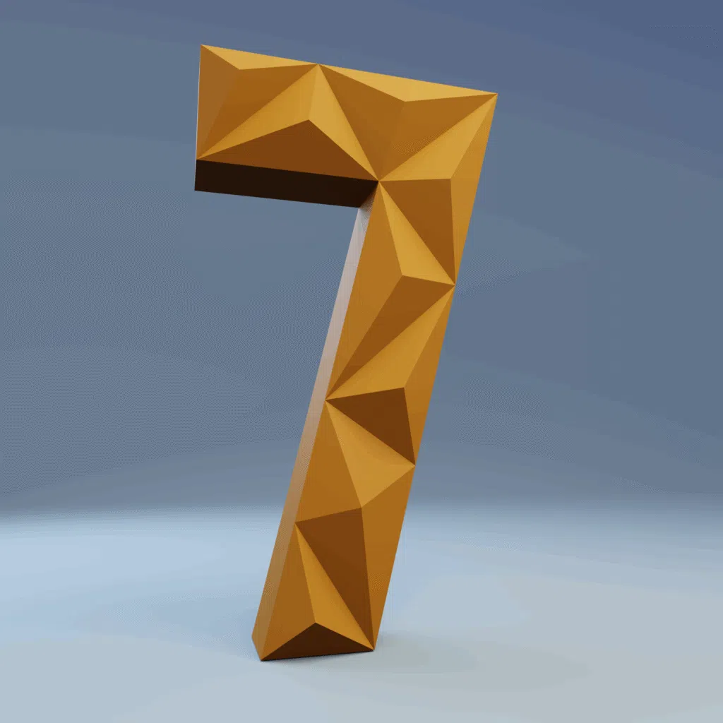 Chiffre 7 en papercraft 3D - modèle PDF à imprimer pour anniversaire et décoration