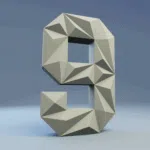Cijfer 9 in papercraft 3D - PDF - model om zelf te printen, weergave 2