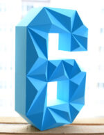 Chiffre 6 en papercraft 3D – modèle PDF à imprimer pour anniversaire et décoration