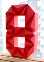 Chiffre 8 en papercraft 3D – modèle PDF à imprimer pour anniversaire et décoration