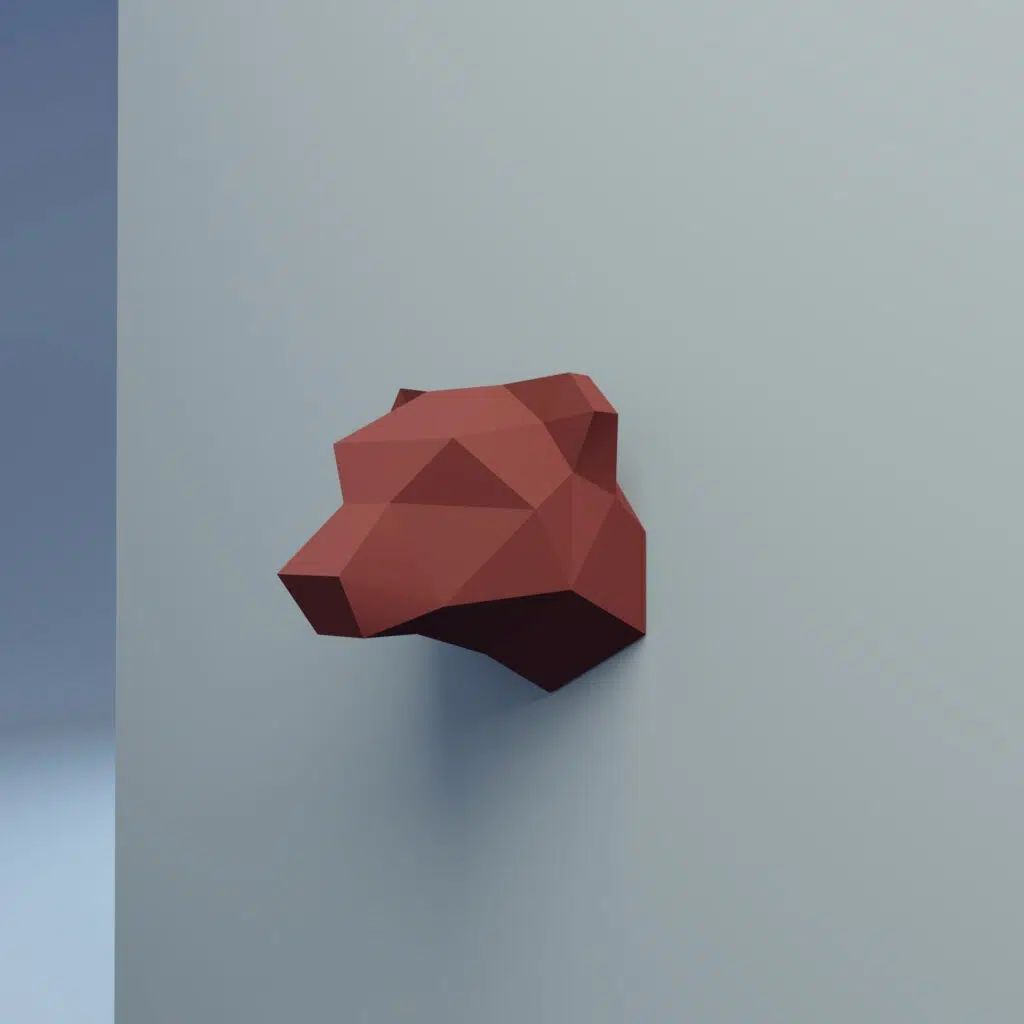 Klein trofee berenkop V2 in papercraft 3D - kindermodel, weergave 2