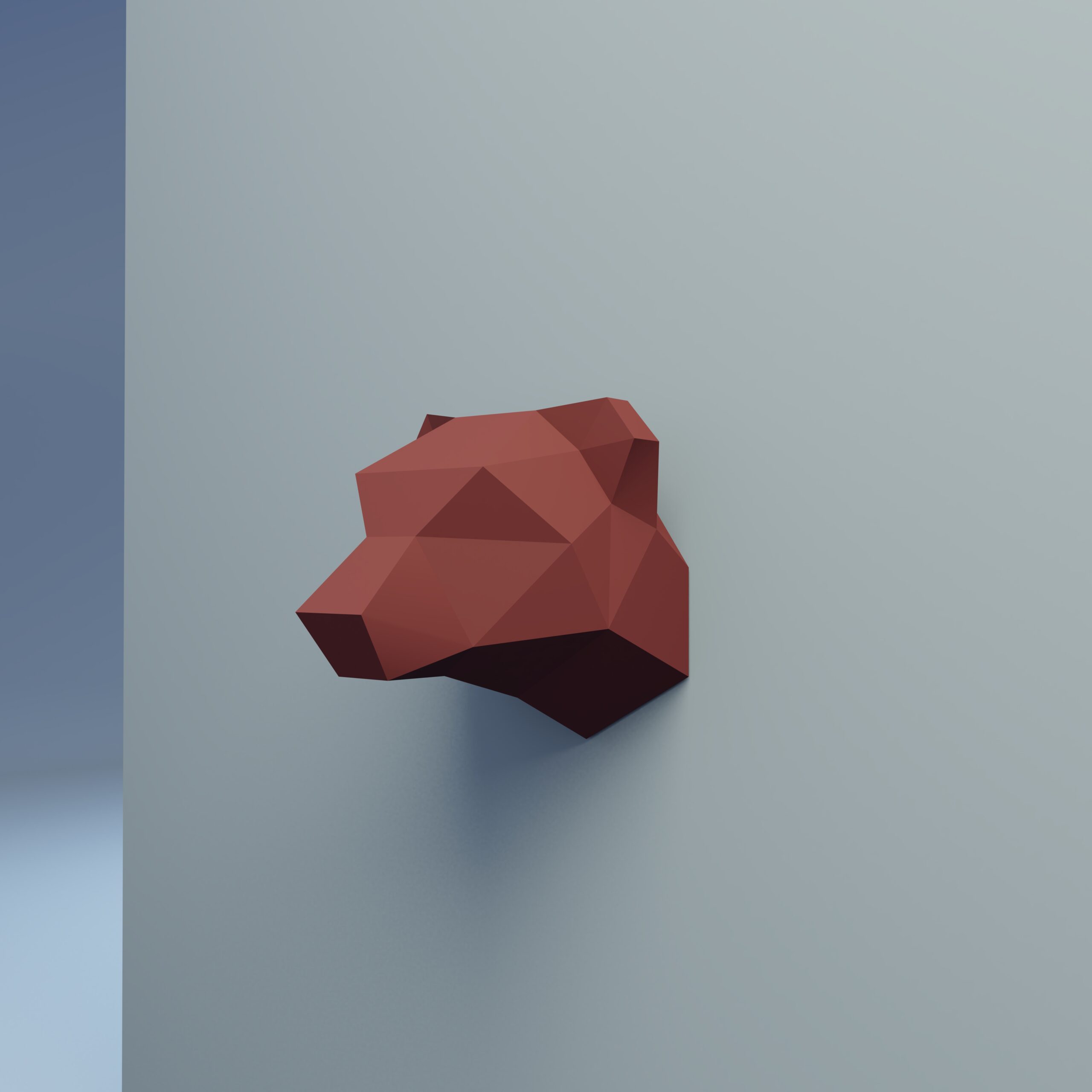 Papercraft mini bear head in 3D origami