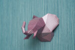 Papercraft elephant head in 3D origami