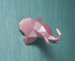 Papercraft elephant head in 3D origami