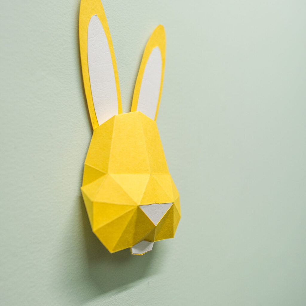 Papercraft baby rabbit in 3D origami