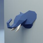 Papercraft elephant head in 3D origami